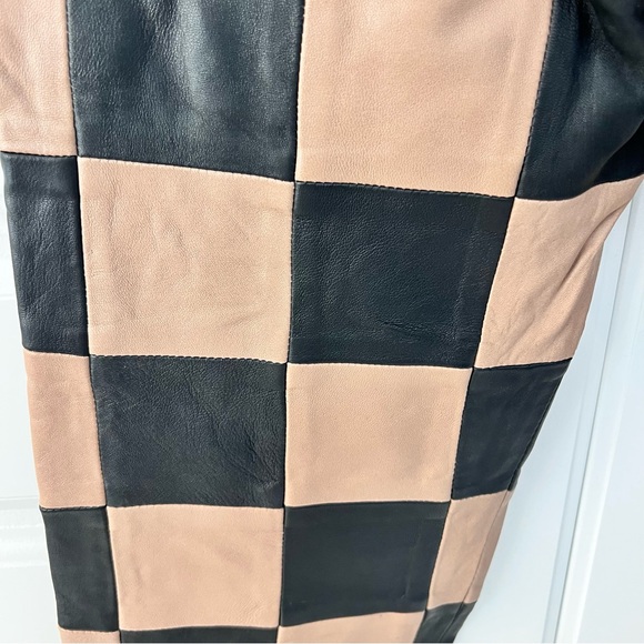 Nasty Gal Checkerboard High Waisted Genuine Leather Pants - Size 0 - Picture 11 of 12